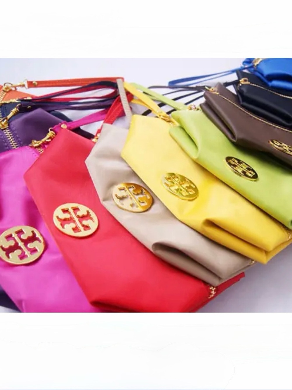 Tory Burch Nylon Cosmetic Toiletry Jewelry Bag Pouch Hot Pink OS